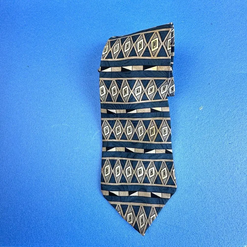 Zylos George Machado 100% Italian Silk Neck Tie Blue Gray Black